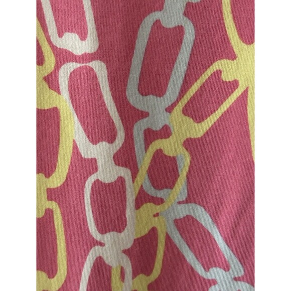 J McLaughlin Size Large Pink Chain link Print 3/4 Sleeve Top Nautical Preppy - Picture 8 of 9